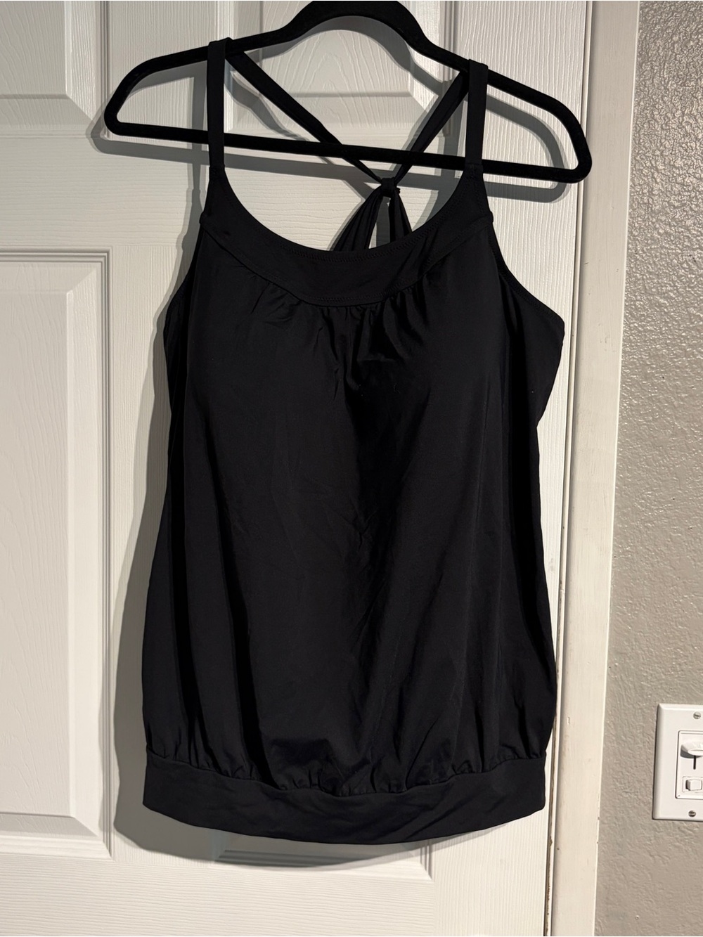 Land’s End Tankini Swim Top Size 16DDD Black padded shelf bra